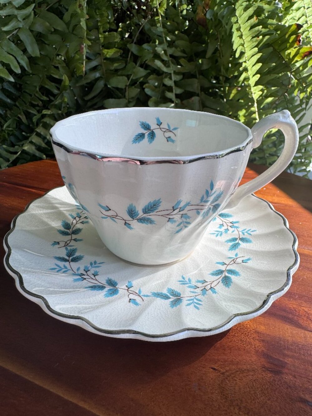 Vintage Myott Bluebell Teacup and Saucer Set by Olde Chelsea Staffordshire